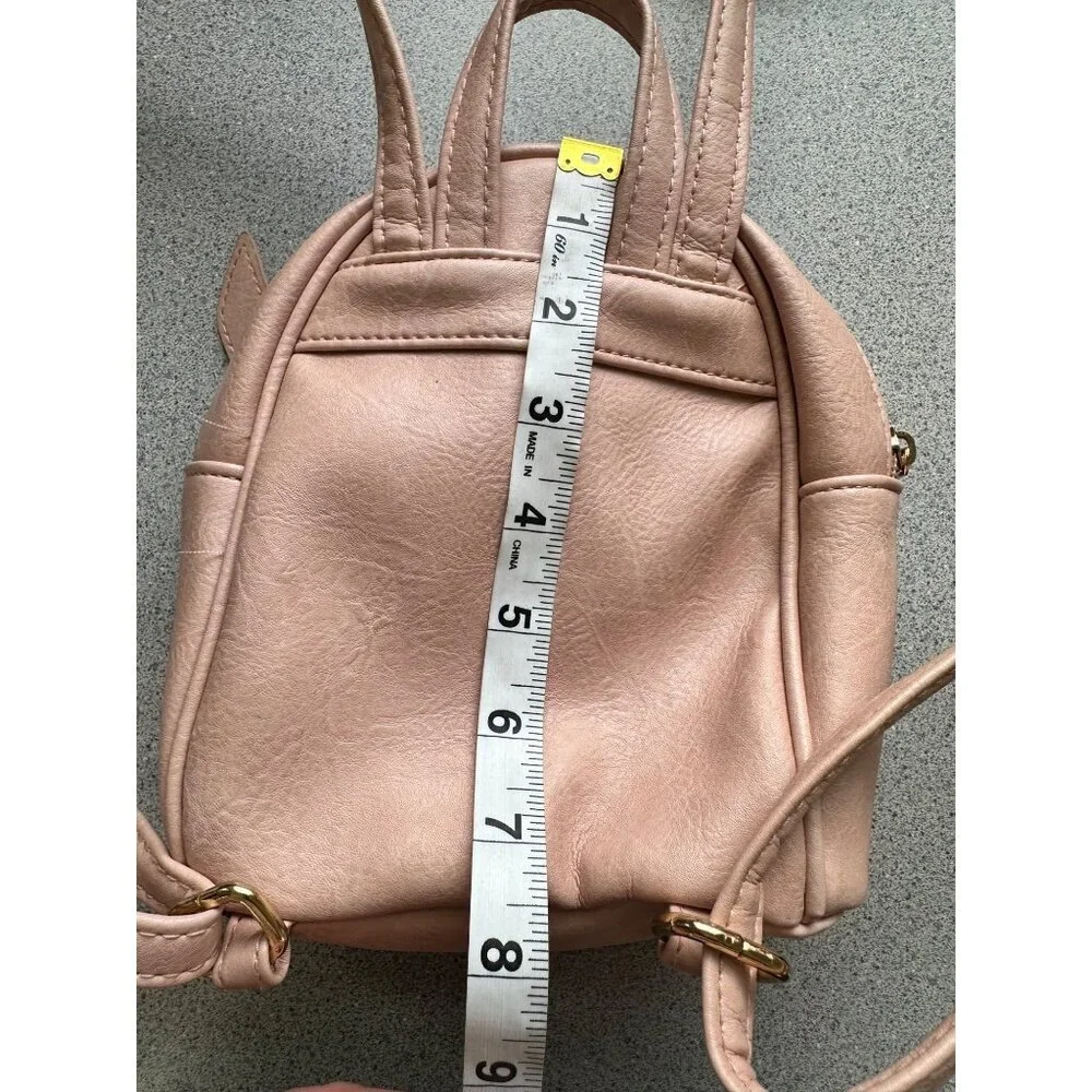 Faux Leather BackPack Pink Bow Accent Adjustable Straps Pockets